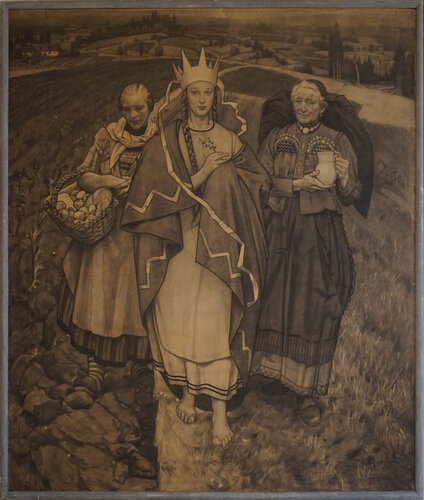 Karton zum Ölgemälde „Der Frühling geht über das Land“