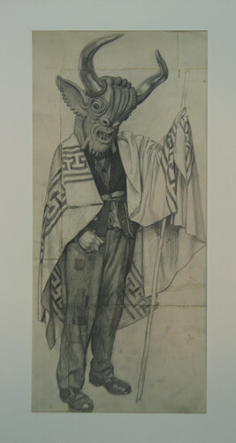 Stier - Studie zum Ölbild "Narrenzug"
