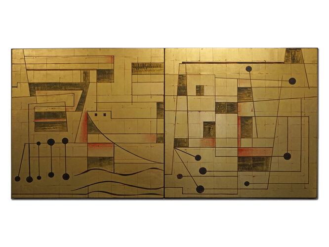 Holztafeln mit Dukatengold