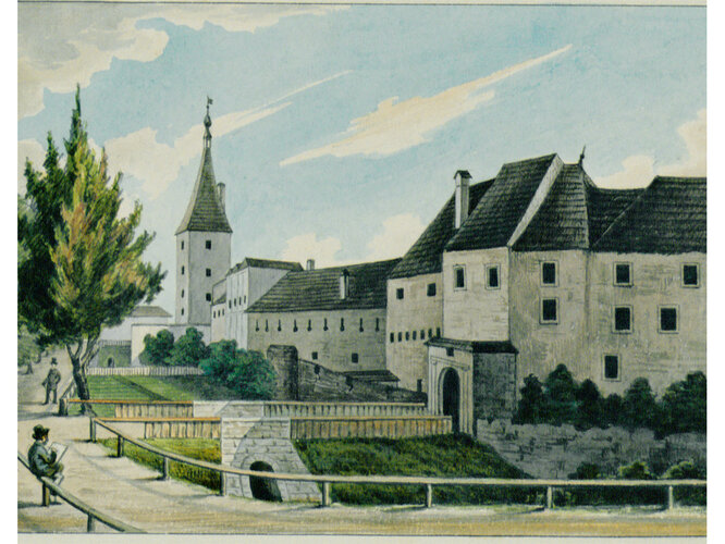 Nord-West-Ecke der Polheimer Burg, 19. Jh.