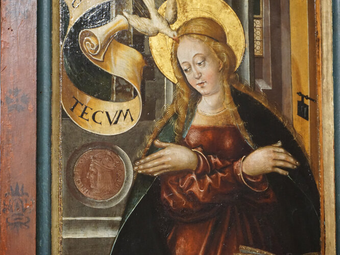 Flügelaltar - Medaillon mit Porträt Kaiser Maximilian I. am Außenflügel