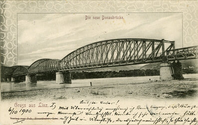 Correspondenz-Karte: Die neue Donaubrücke, 6. Oktober 1900 | © Bibliothek der OÖ. Landesmuseen