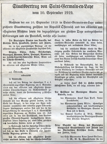 Zeitungsbericht: "Staatsvertrag von Saint Germain-en-Laye"