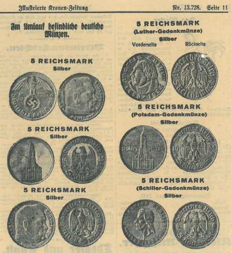 Zeitungsausschnitt: "Deutsche Münzen"