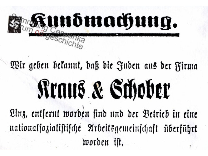 Arisierung der Firma Kraus & Schober