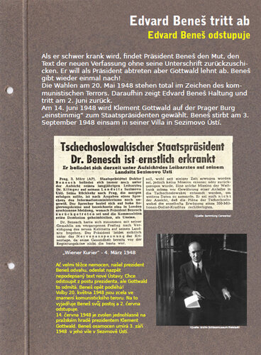 Tafel: Edvard Beneš tritt ab | © Mühlviertler Schlossmuseum Freistadt