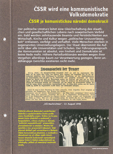 Tafel: ČSSR wird eine kommunistische Volksdemokratie | © Mühlviertler Schlossmuseum Freistadt