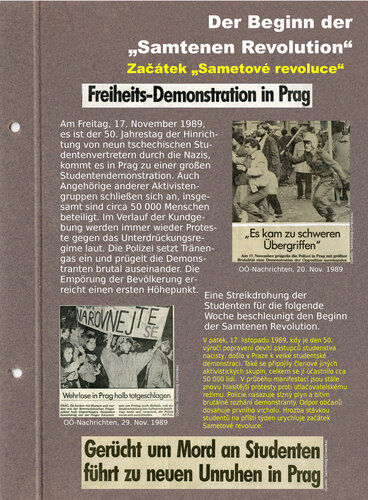 Der Beginn der „Samtenen Revolution“ | © Mühlviertler Schlossmuseum