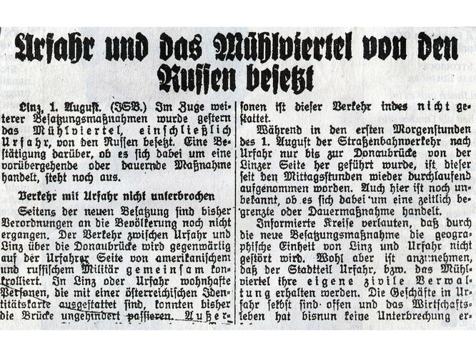 Zeitungsbericht Mühlviertel besetzt