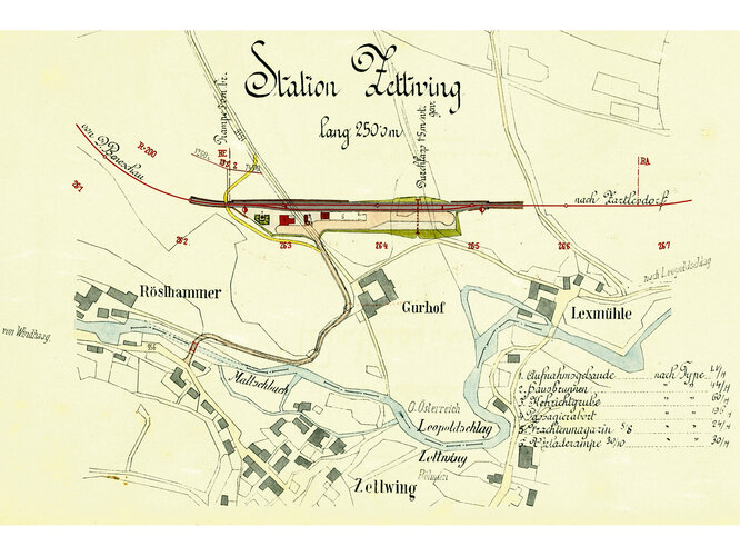 Bahnstation Zettwing / Železniční stanice Cetviny