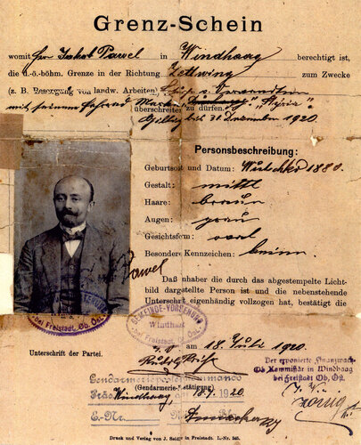 Grenz-Passierschein  / Průkaz pro přechod hranice