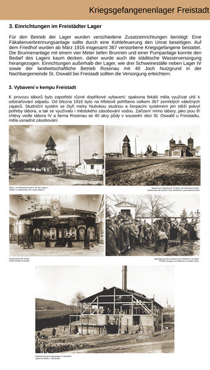Tafel "Einrichtungen im Freistädter Lager"