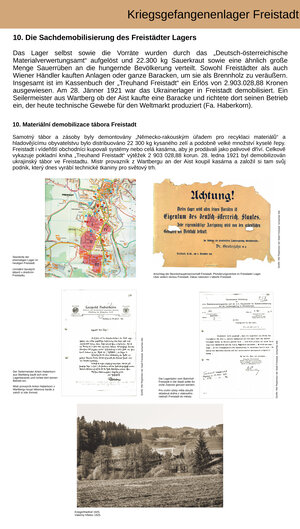 Tafel "Die Sachdemobilisierung des Freistädter Lagers"