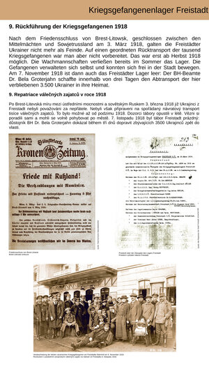 Tafel "Rückführung der Kriegsgefangenen 1918"