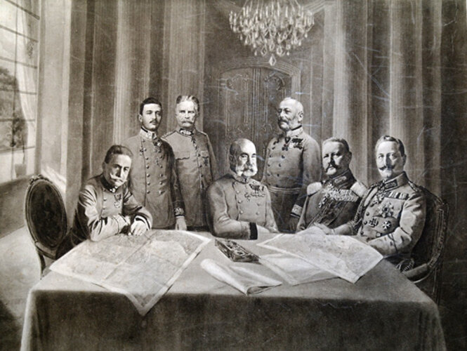 Illustration: "Unsere Führer im Ersten Weltkrieg 1914/15" | © Mühlviertler Schlossmuseum - Foto: Verbund Oö. Museen