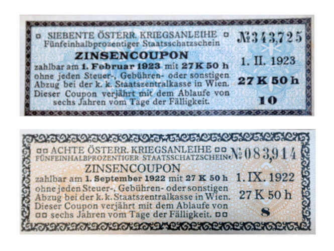 Zinsencoupons | © Mühlviertler Schlossmuseum - Repro: Verbund Oö. Museen