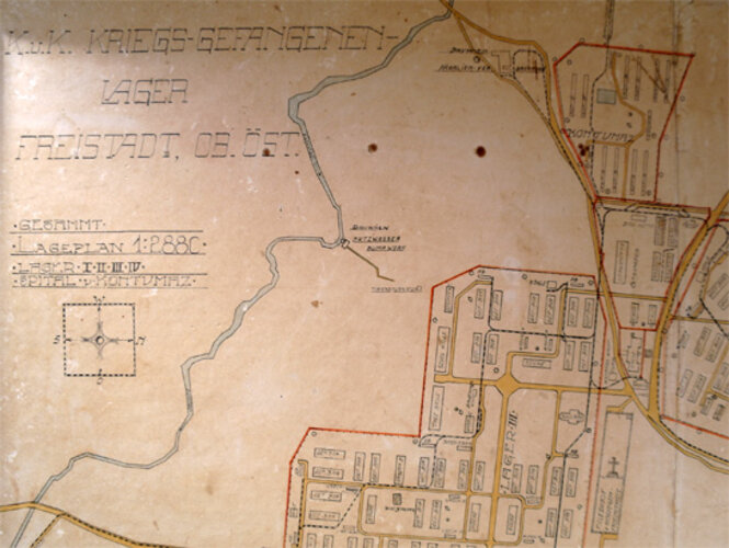 Plan des K.u.K. Kriegs-Gefangenen-Lager Freistadt - Ausschnitt | © Mühlviertler Schlossmuseum - Foto: Verbund Oö. Museen