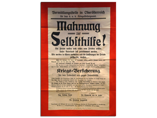 Aufruf zur Kriegsversicherung | © Mühlviertler Schlossmuseum