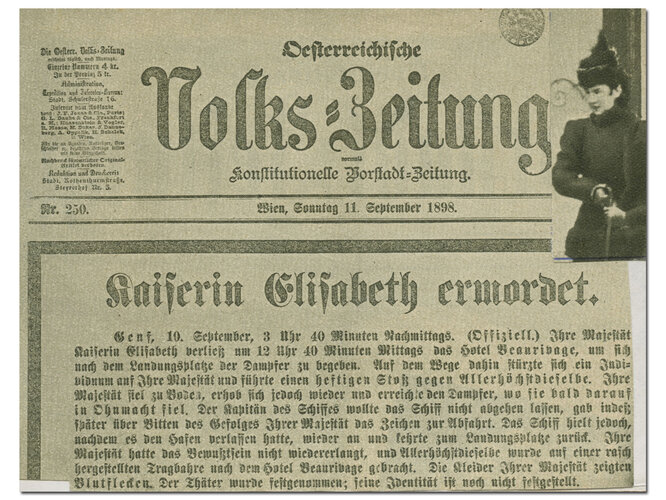 Zeitungsmeldung: Kaiserin Elisabeth ermordet