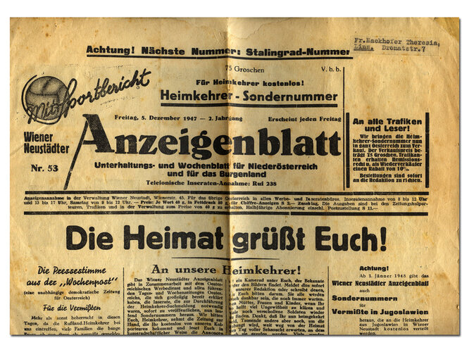 "Die Heimat grüßt Euch"