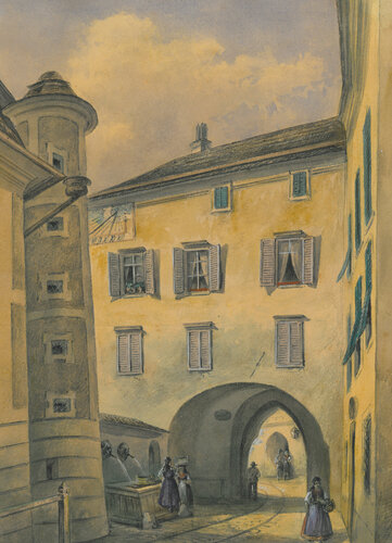 Der Kammerhof in Gmunden zu Mitte des 19. Jahrhunderts | © Foto: K-Hof Kammerhof Museum Gmunden