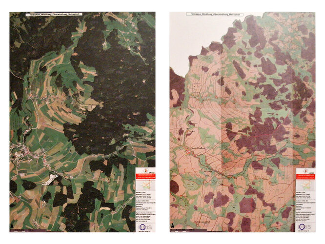  Gemeinde Windhaag mit Oberwindhaag und Mairspindt nach der Urmappe des Franziszeischen Katasters und nach einem Orthofoto von DORIS interMAP