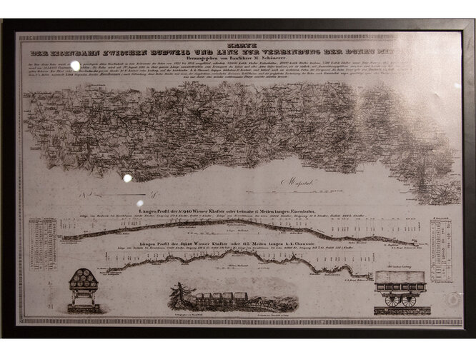 Karte der Eisenbahn zwischen Budweis und Linz 