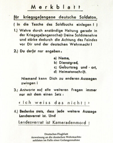 Merkblatt für deutsche Kriegsgefangene
