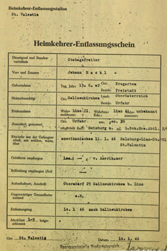 Heimkehrer-Entlassungsschein