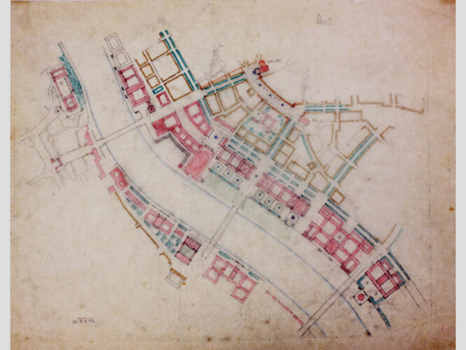 Entwurf Donauufergestaltung Linz | © Tchoban Foundation - Museum für Architekturzeichnung Berlin
