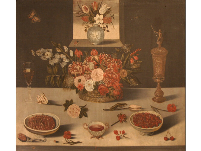 Stillleben mit Kirschen, Stachelbeeren und Blumenbukett | © Prämonstratensterstift Schlägl