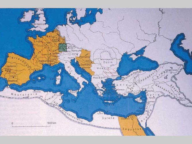 Karte des römischen Reiches | © Nordico. Museum der Stadt Linz