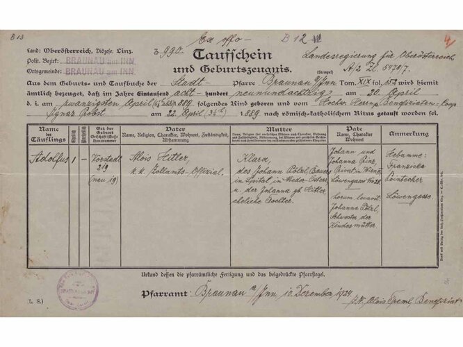 Taufschein | © Oberösterreichisches Landesarchiv