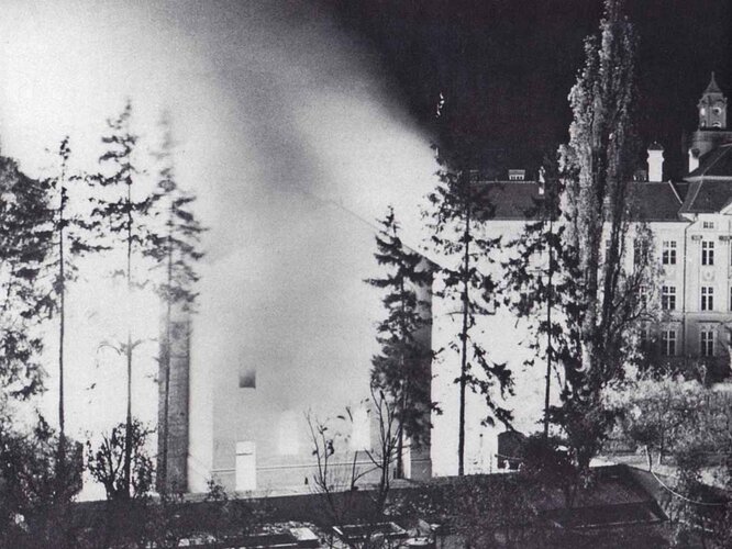 Brand der Linzer Synagoge | © Diözesanarchiv Linz