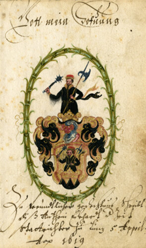 Stammbuchblatt des Linzer Stadtrichters Anton Eckhart (von der Thann) | © Oö. Landesmuseen, Foto: Ernst Grilnberger