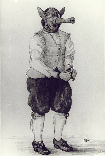 Mann mit Saurüssel | © OÖ. Landesmuseen, Foto: Ernst Grilnberger