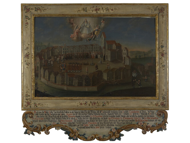 Votivbild von Bad Leonfelden mit Prangersäule | © Diözese Linz, Foto: OÖ. Landesmuseen, Ernst Grilnberger