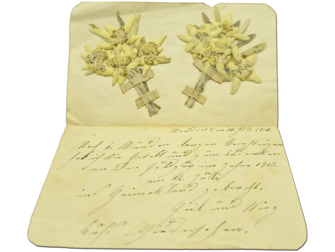 Brief mit getrockneten Edelweiß | © Heimat- und Kulturverein Vorchdorf