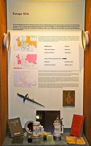 Vitrinenansicht Europa 1914 | © Foto: Verbund Oö. Museen