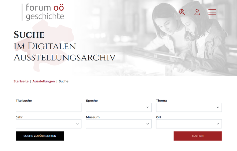 Screenshot Suche im Digitalen Ausstellungsarchiv