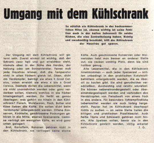 Umgang mit dem Kühlschrank