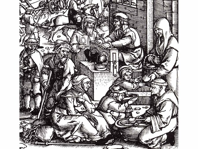 Mönche speisen Arme | © Bearbeitung: Oö. Museumsverbund