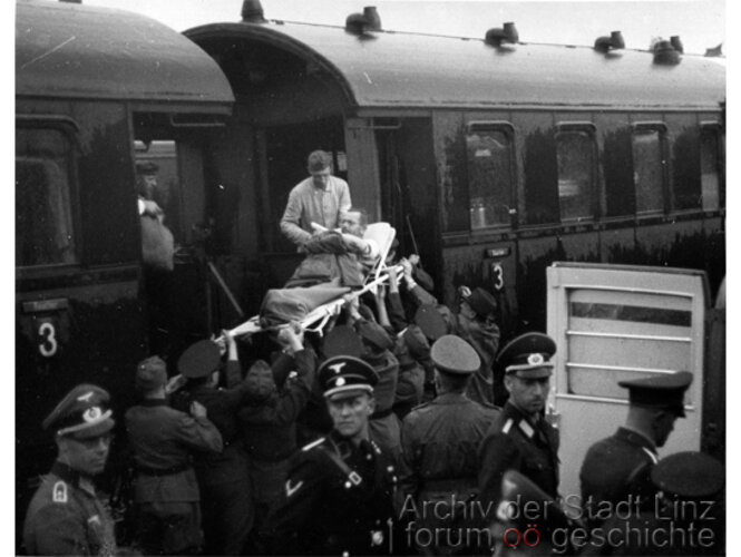 Ankunft von Kriegsverwundeten