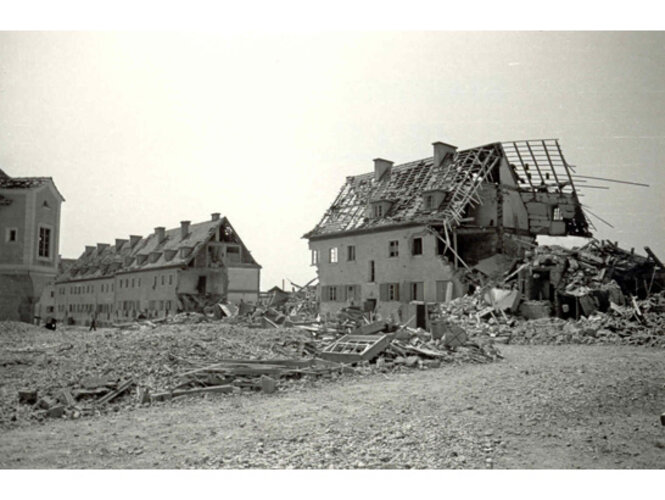 Zerstörte Vogelweidesiedlung | © Stadtarchiv Wels