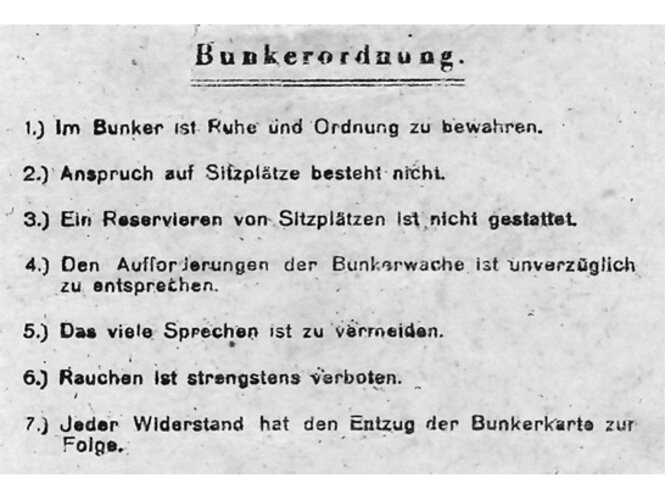 Bunkerordnung | © Geschichte Club Stahl