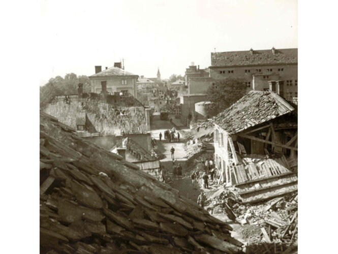 Bombenschäden Linzer Straße, Wels | © Stadtmuseum Wels / Rudolf Schmidinger