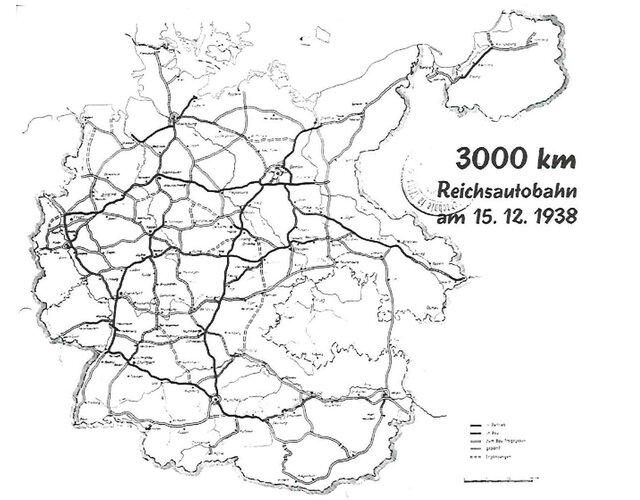 Die geplante Reichsautobahn, Stand Dezember 1938