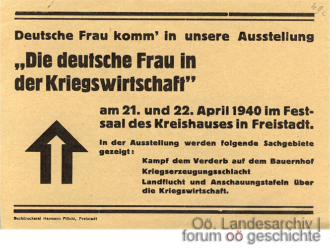 Ausstellungsplakat "Die deutsche Frau in der Kriegswirtschaft" | © Oö. Landesarchiv