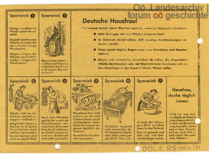 Sparhinweise für Hausfrauen | © Oö. Landesarchiv