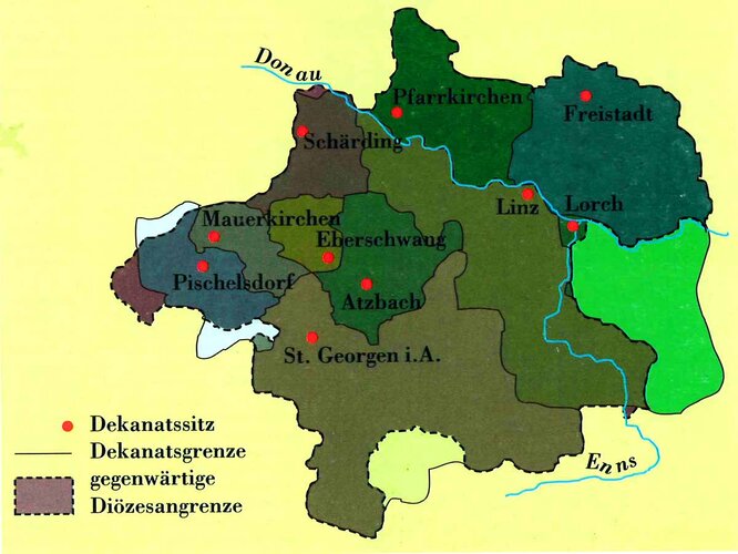 Einteilung der Dekanate | © Diözesanarchiv Linz